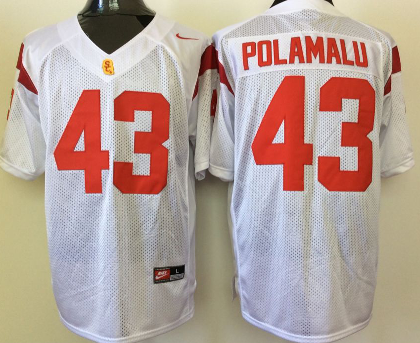 NCAA Men USC Trojans White #43  POLAMALU style 2